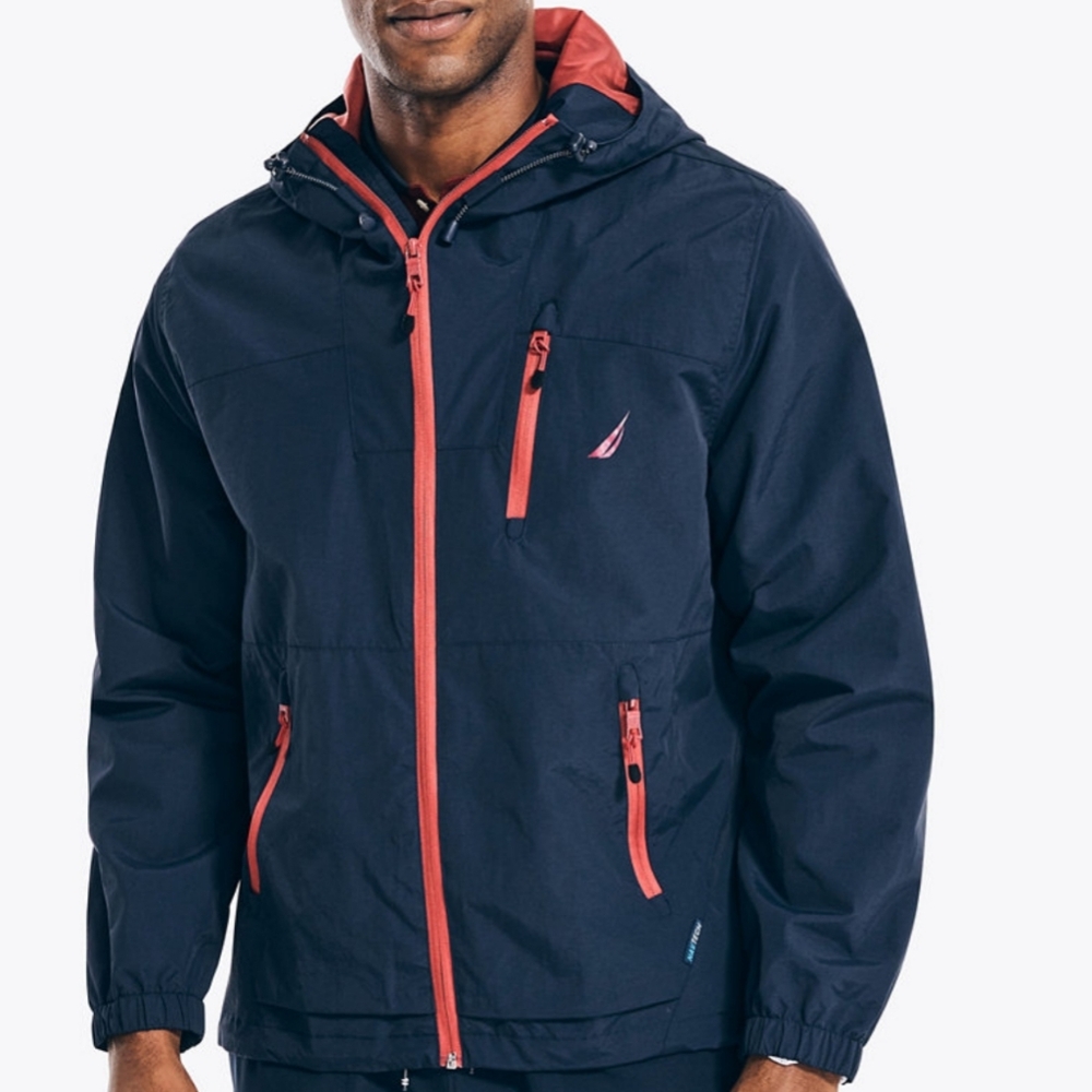 Nautica Men's Blue Navtech Topside Runner Windbreaker Coat Jacket Size L
